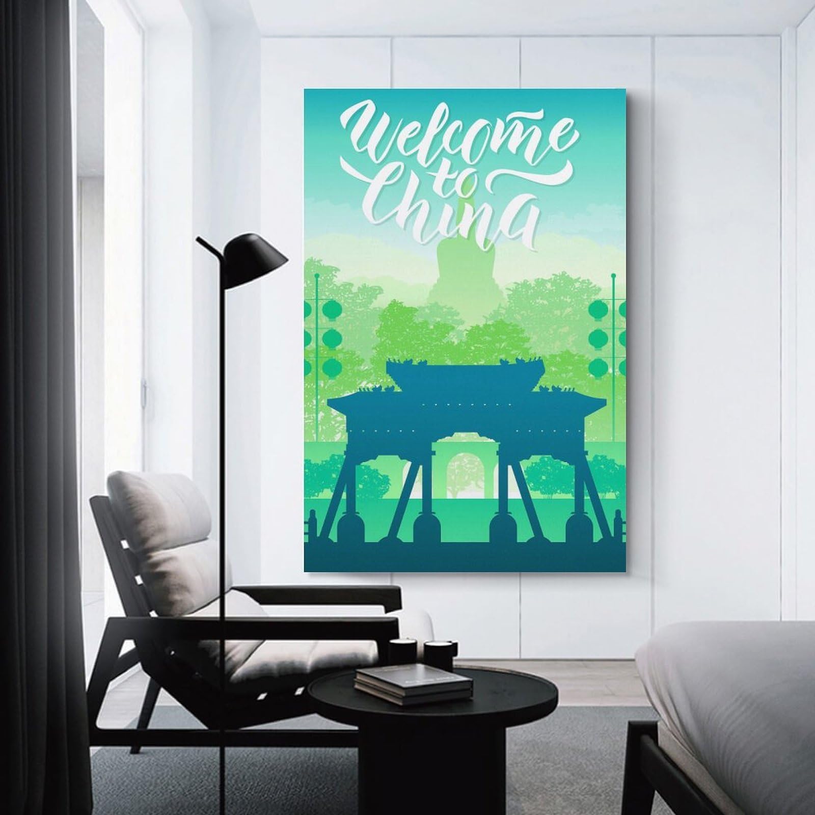 Junmoney Welcome to China Travel Decorative Wall Artwork 12x18inch(30x45cm), for New Homes, Bedrooms Or Workspaces, A Wall Art Gift for Fresh Interiors