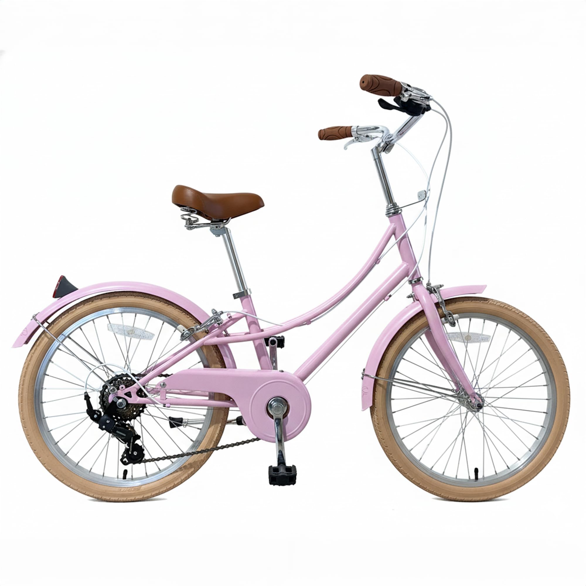 CYBIC bici da città 24/26'' per donna, stile retrò, 7 velocità, telaio leggero in alluminio con cestino in rattan, ideale per pendolari e uso urbano (Pollici, 26, Rosa, Pollici, 16)