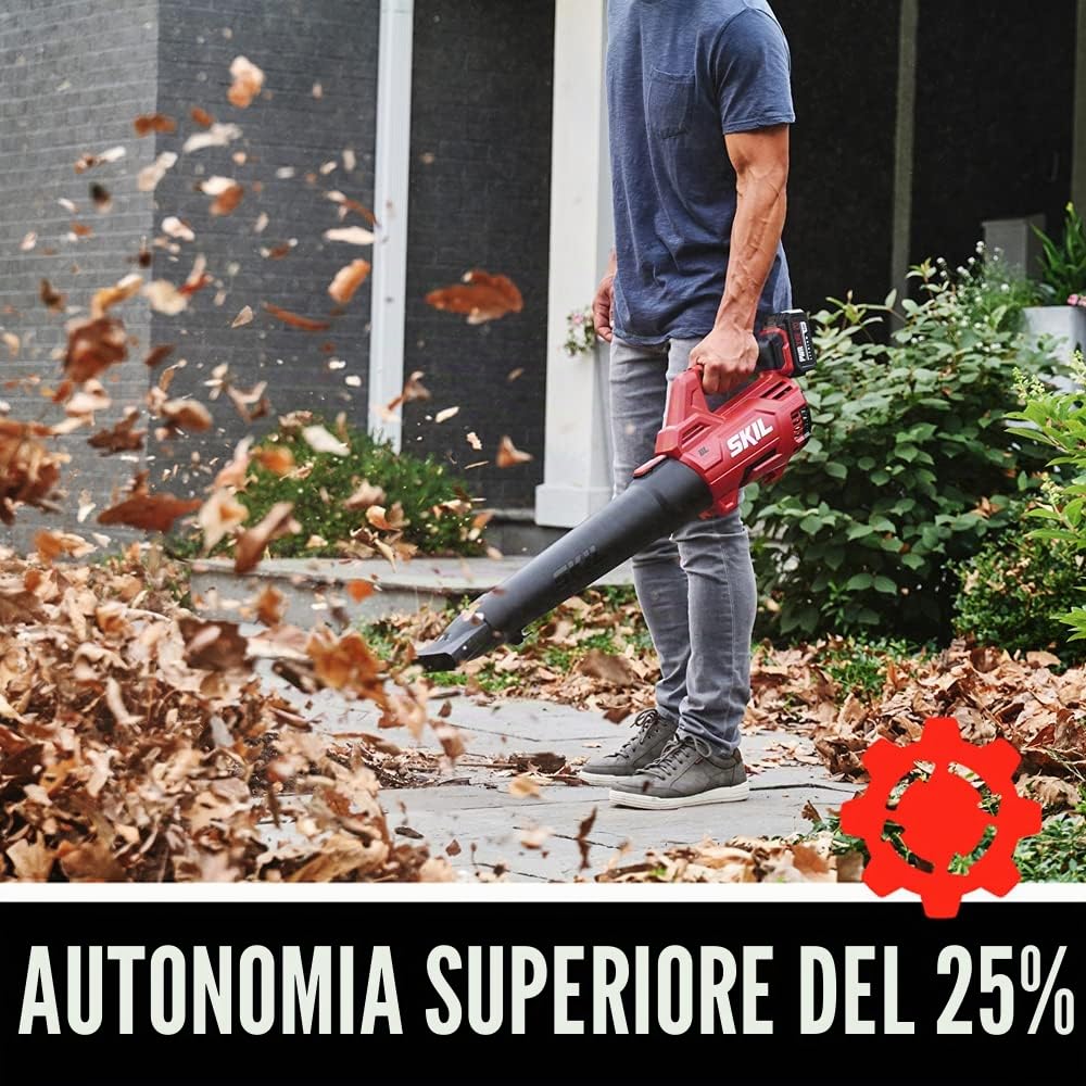 SKIL PWR CORE 20 BL4714B-10 - Soffiatore manuale senza spazzole a velocità variabile, 20 V, 400 CFM, include batteria da 4,0 Ah e caricabatterie