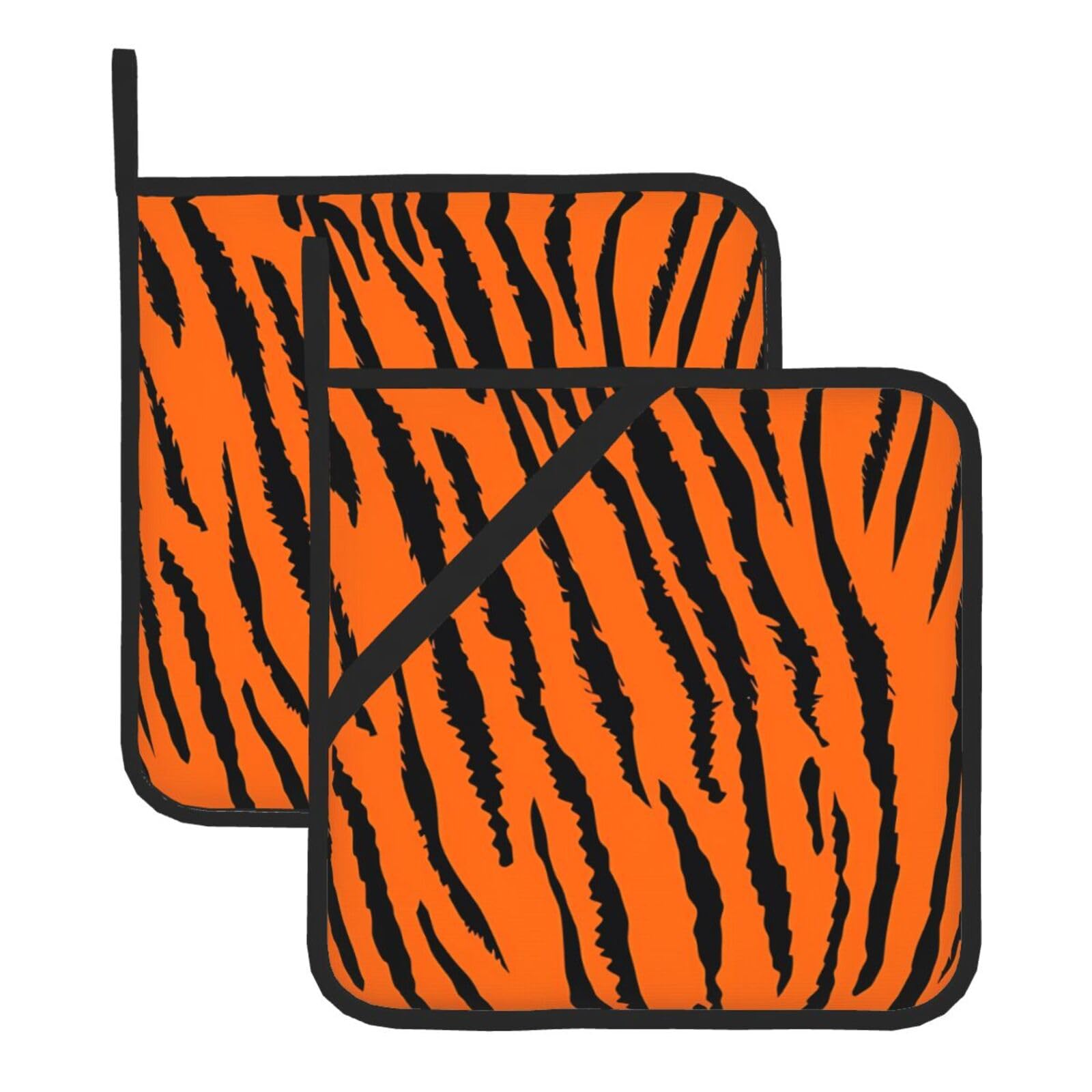 HJFCZH Orange tiger leopard Prints Square Hot Pads for Kitchen Counter - Waterproof Pot Holders, Durable Heat Resistant Throw Layers for Serving, Oven & BBQ - 2 Pack