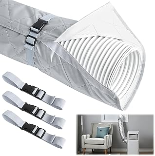 150x58cm Schlauch Abdeckung für Tragbare Klimaanlagen Mobile Klimaanlage Zubehör Isolierung Abluftschlauch Klimagerät mit 3 Verstellbaren Spanngurte