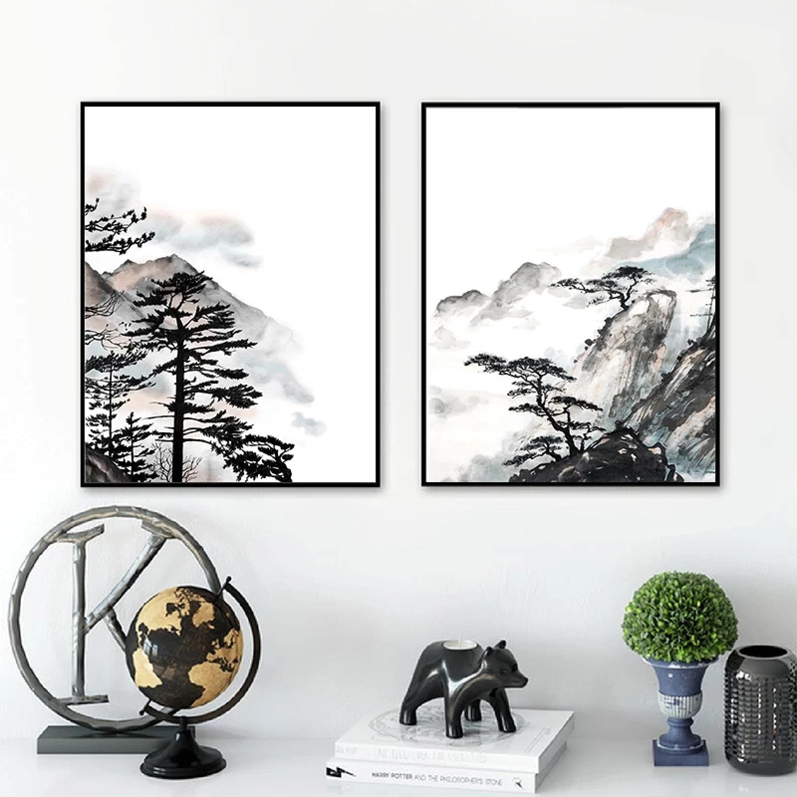 Regalo Arte de la pared Zen de pintura de acuarela oriental para inauguración de casa 40x50cm 8