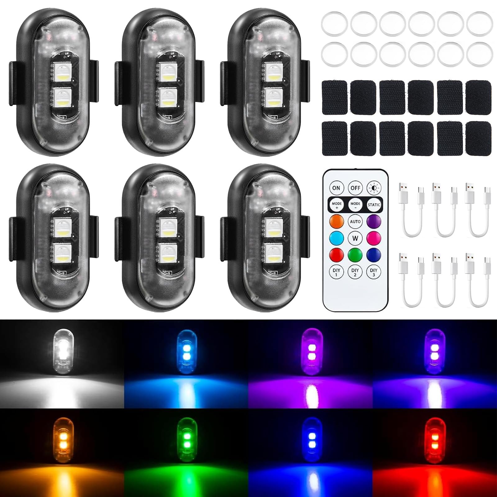 Luz Estroboscopica Drone,6 Piezas Luces Estroboscópicas Para Drone,Luces Estroboscópicas LED,Lampada Stroboscopica Led,Luz Estroboscópica LEDs,para conducción nocturna