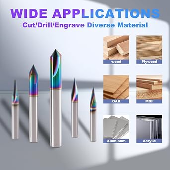 5pcs CNC Wood Carving Router Bit Set 1/4'' Shank