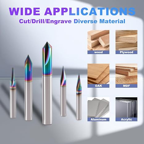5pcs CNC Wood Carving Router Bit Set 1/4'' Shank