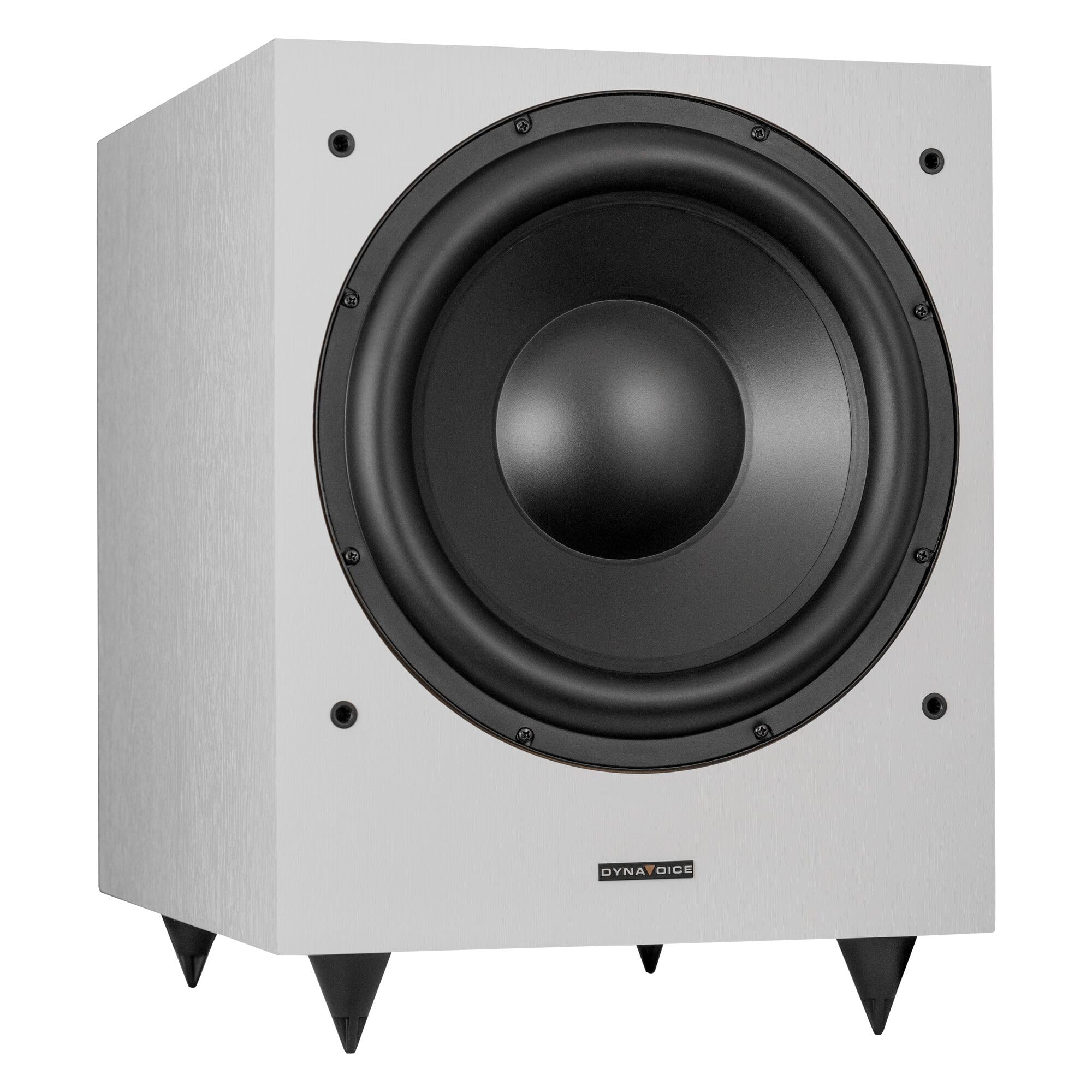 Dynavoice Magic MW-12 Blanco Mate – Subwoofer Activo 12"para Home Cinema y HiFi, Bass Reflex Inferior, Control de Fase y Crossover, Conexión LFE y Alto Nivel (Blanco, 12")