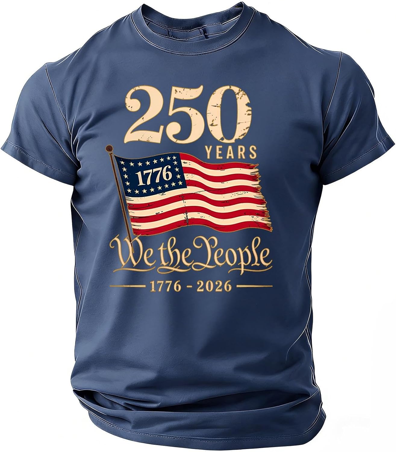 Ymosrh Men's USA T Shirt Short Sleeve 1776-2026 America 4th of July Flag Print Athletic Workout Tee Tops, S-3XL