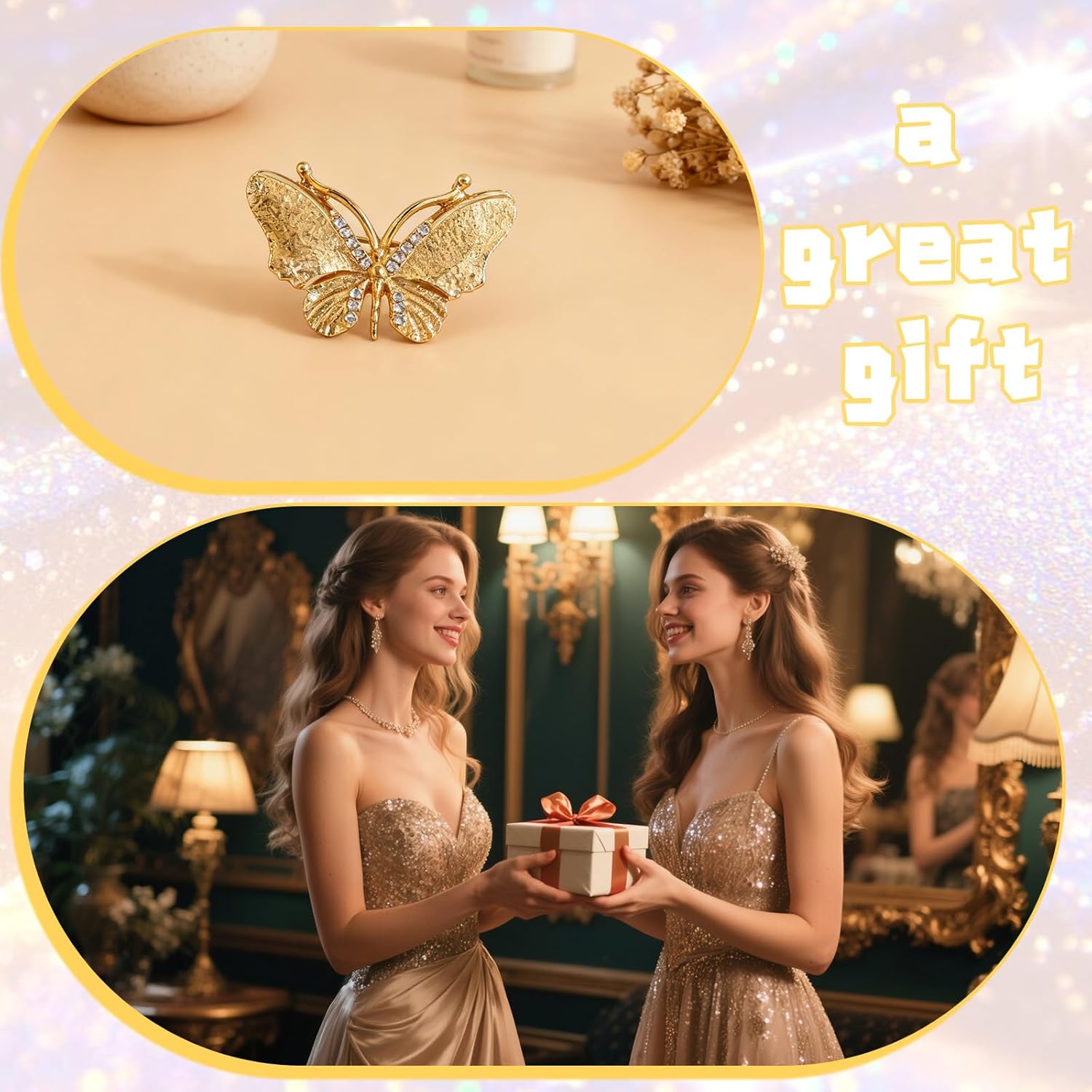 Gold Butterfly Broochs Pin for Women,Small Elegant Butterfly Brooch for Lapel,Christmas Party Stylish Dress Hat Bags Pin Accessories - Image 4