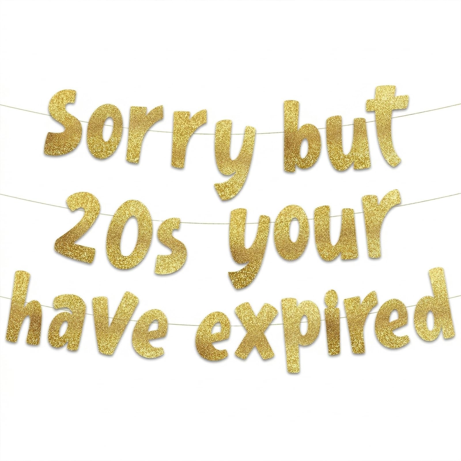 Happy 30th Birthday Banner –Funny 30th Birthday Party Decorations-Gold Glitter Banner for Women and Men (Age 30)