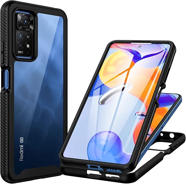CENHUFO for Xiaomi Redmi Note 11 Pro Case/Redmi Note 11 Pro 5G Case Built-in Screen Protector 360° Full Body Protective Shockproof Clear Phone Case for Redmi Note 11 Pro 4G/5G (Not for Note 11)
