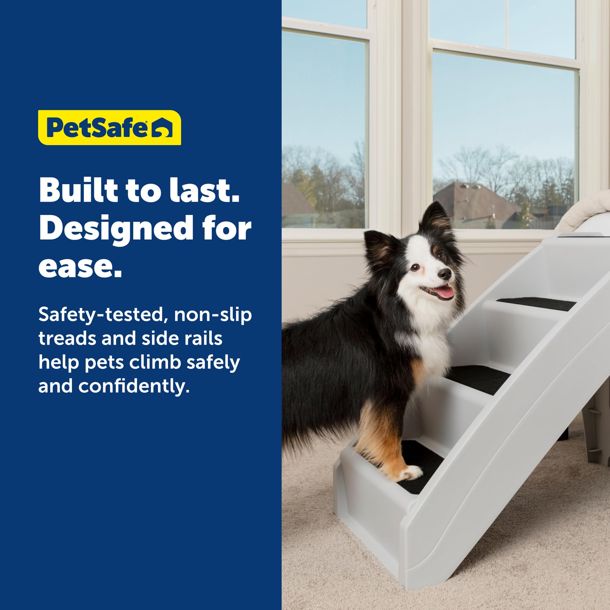 PetSafe CozyUp - Scaletta pieghevole per animali domestici, per cani e gatti, ideale per animali domestici di piccola e grande taglia, extra large, grigio
