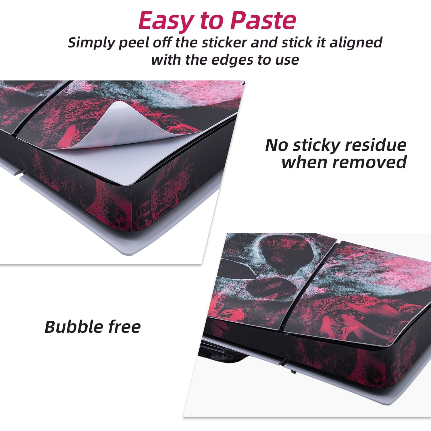 Mcbazel Calcomanías de la Serie Pattern Pegatinas de Vinilo Solo para PS5 Slim Disc Edition - Cráneo Rojo
