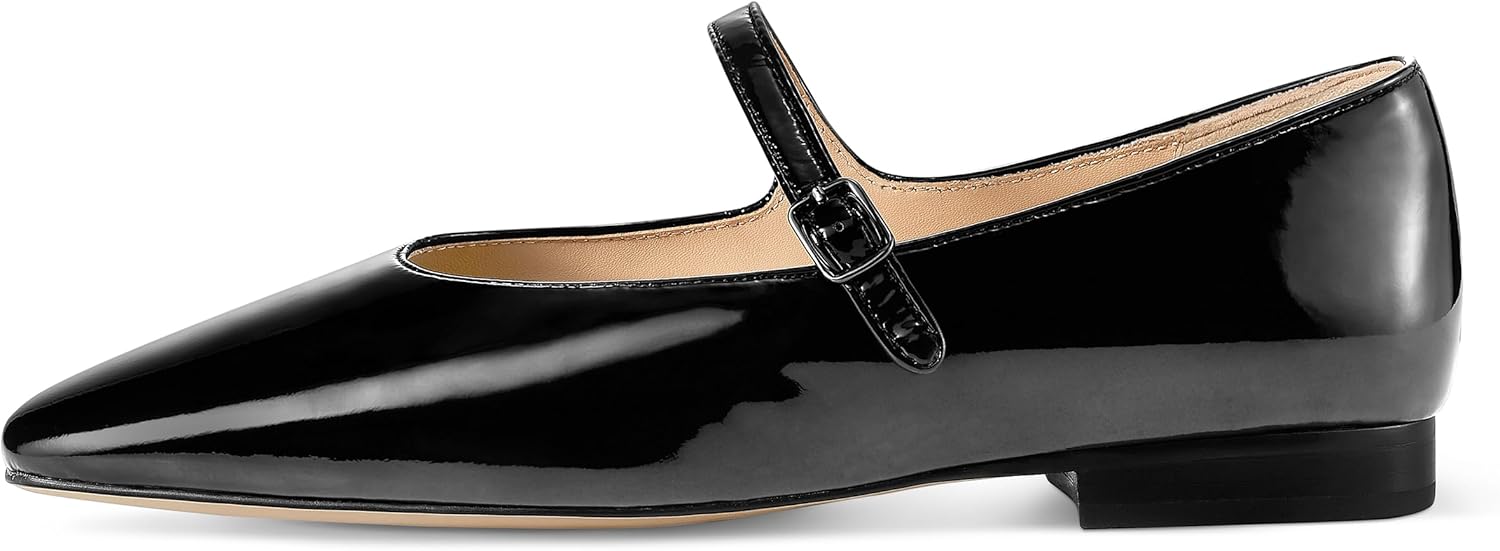 7or9 Mary Jane Flats Women Comfortable Mary Jane Shoes for Women Air-Touch Foam Lambskin Casual Shoes- Silver, Brown, Almond, Black