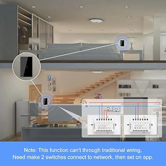 WiFi Smart Wall Light Switch,US Standard ,Voice Control ,Tempered glass panel, 2.4GHz Wi-Fi Touch Switches, Remote Control Smart Life/Tuya App, (2Gang-Black)