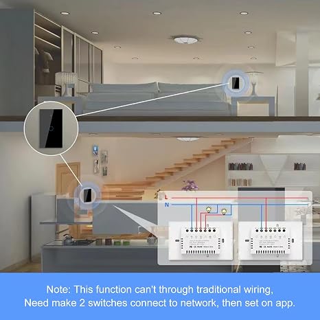 WiFi Smart Wall Light Switch,US Standard ,Voice Control ,Tempered glass panel, 2.4GHz Wi-Fi Touch Switches, Remote Control Smart Life/Tuya App, (2Gang-Black)