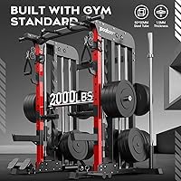 Vista 2 de pooboo Multi-Functional Machine Power Cage, 2000LB Squat Rack, LAT-Pull Down System, Dual Pulley Cable Crossover System, Home Gym Workout Machine