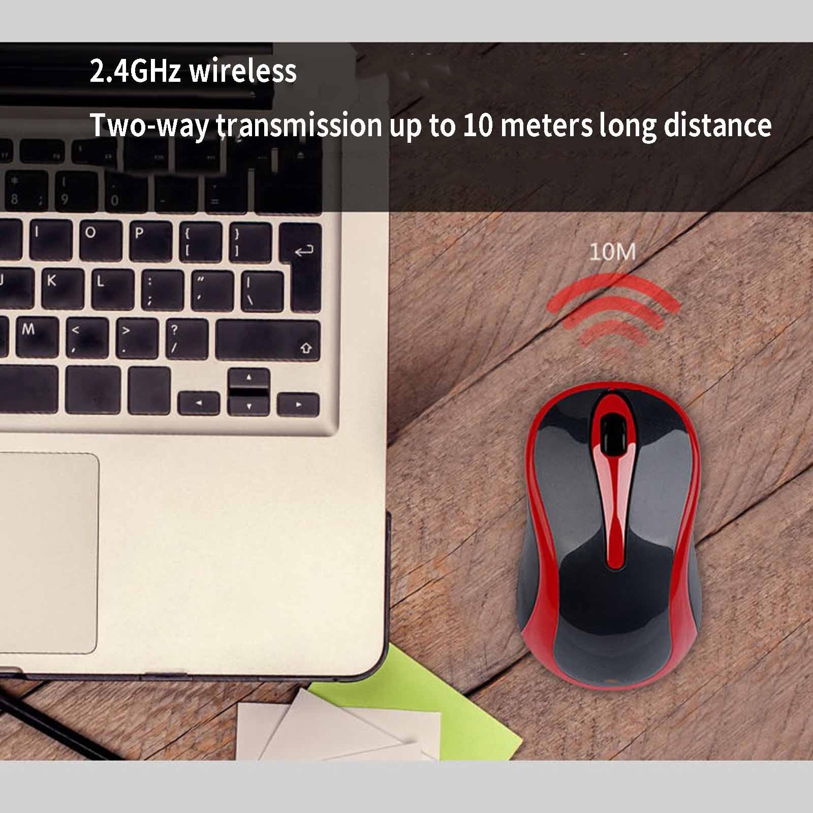 Mysz Mysz bezprzewodowa Mysz komputerowa do laptopa Usb Gaming Ergonomiczna mysz Urządzenie wskazujące Lekka przenośna mysz optyczna Mini 2,4 GHz 1000 dpi(Rosso)