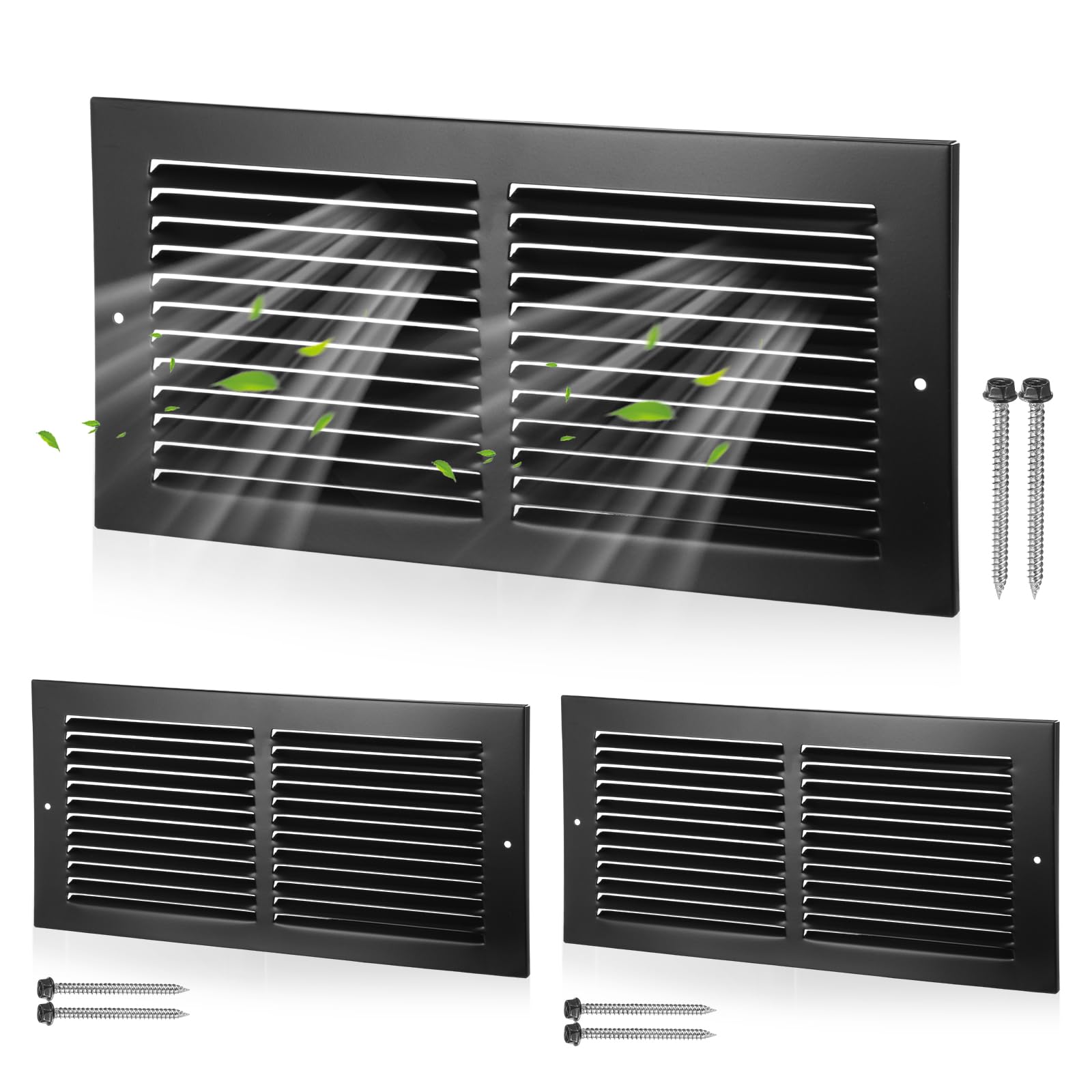 Photo 1 of Fiwochic 3 Pack Black Ceiling Vent Covers for Wall Heavy Duty Steel Return Air Register Duct Opening Vents 2 Way HVAC Sidewall Adjustable Flat Grille for Ceiling Floor Home Bathroom (14x6 Inch)