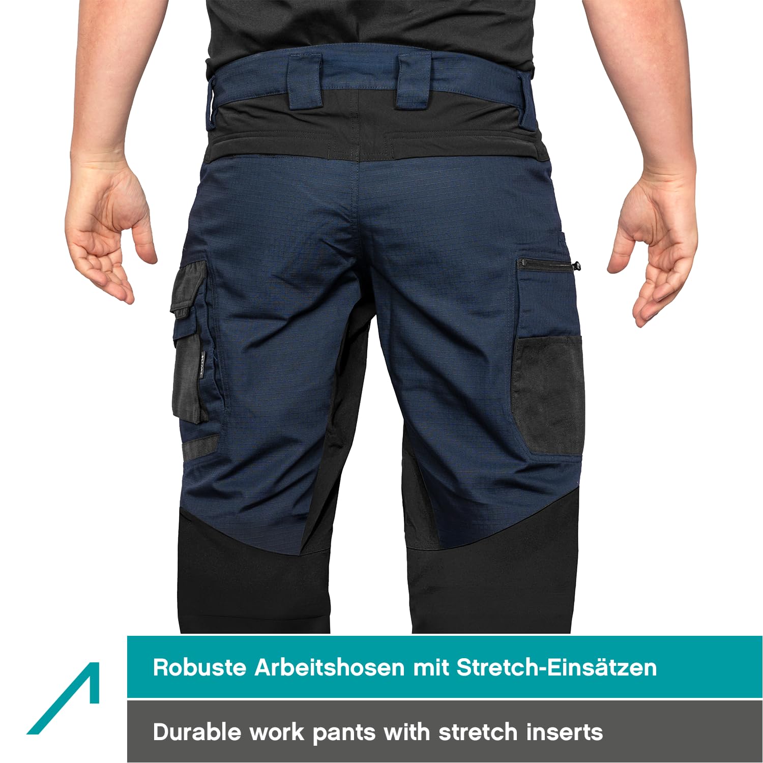 ACE Constructor Herren-Arbeitshose lang - Männer-Arbeitshosen mit Stretch-Bund, Cargo- & Kniepolster-Taschen