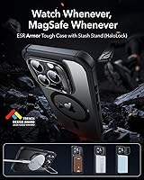 Vista 2 de ESR - Funda completa para iPhone 15 Pro, con soporte, MagSafe, a prueba de caídas de grado militar, protector de pantalla incorporado de vidrio