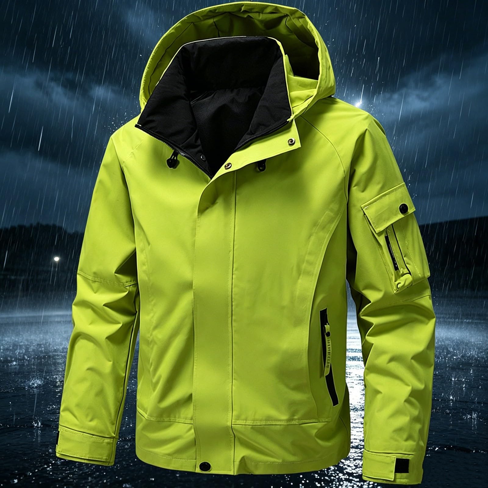 Chubasquero para hombre, resistente al agua, transpirable, chaqueta softshell para hombre, ligera, resistente al viento, chaqueta funcional con capucha, chaqueta de entretiempo, chaqueta de lluvia