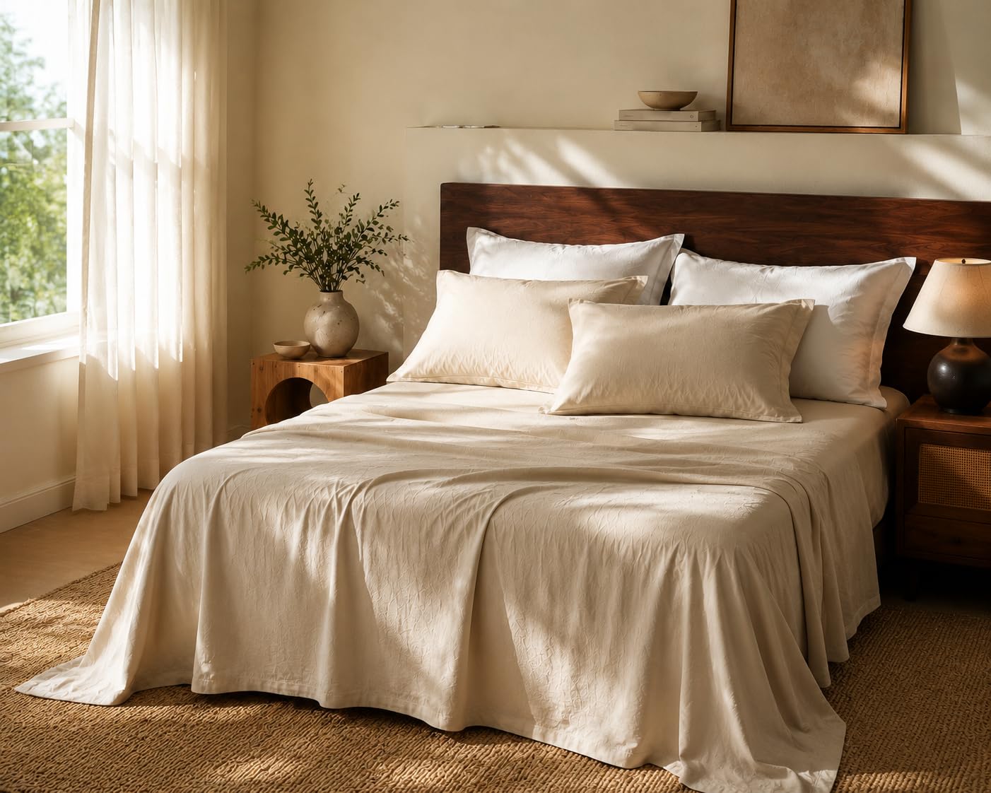 MEISHANG 100% French Linen King Sheets