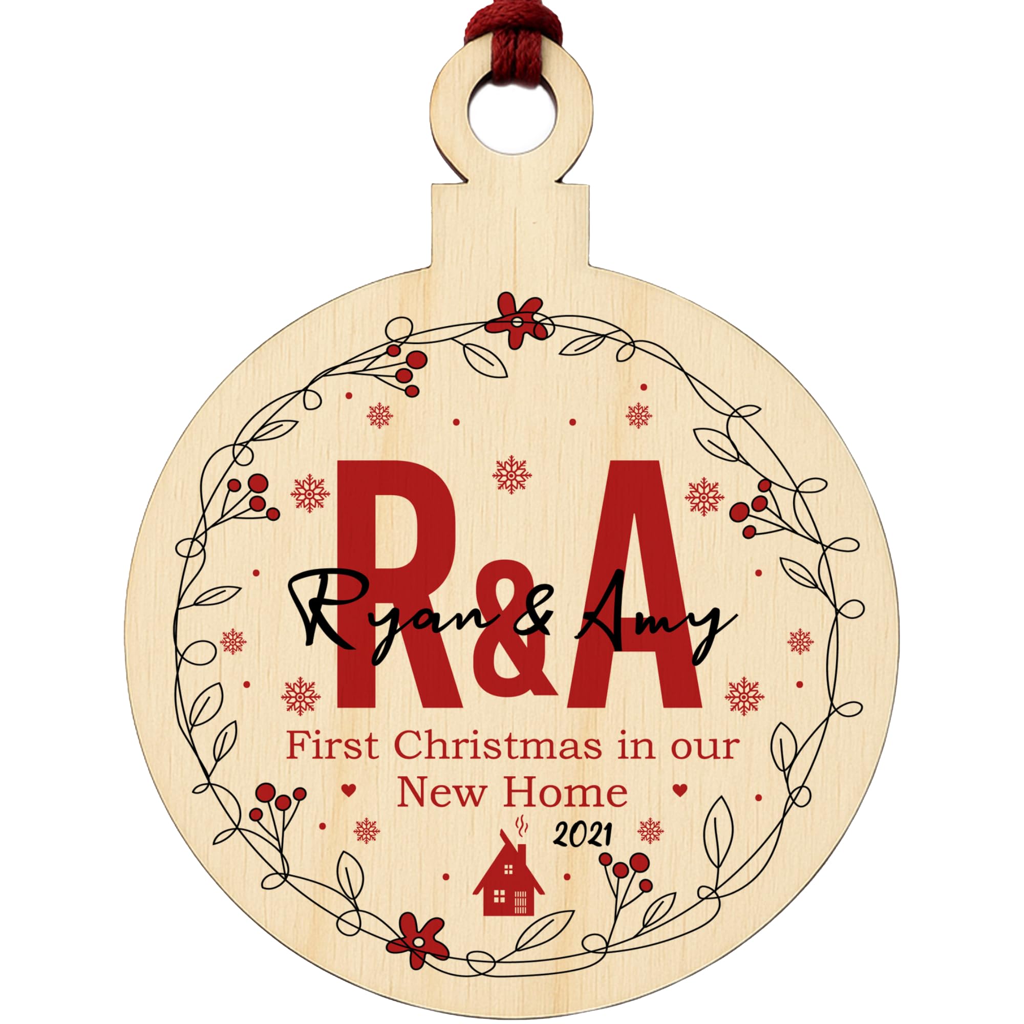 Personalised Initial First Christmas New In Our Home Bauble Tree Decoration Keepsake