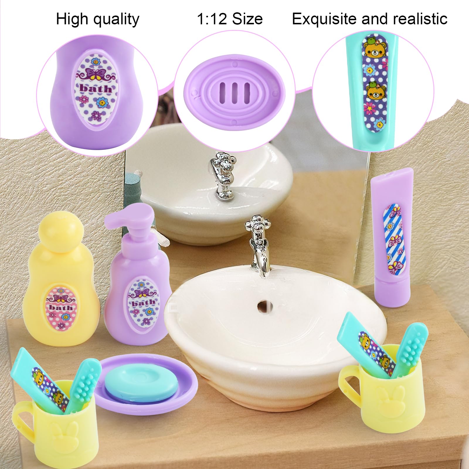 Miniatura di Vasca da Bagno Elettrica con Spruzzatore per Casa delle Bambole, Giocattolo per Bambini, Accessorio per Bambole BJD 26 Miniatura di Vasca da Bagno Elettrica con Spruzzatore per Casa delle Bambole, Giocattolo per Bambini, Accessorio per Bambole BJD 26
