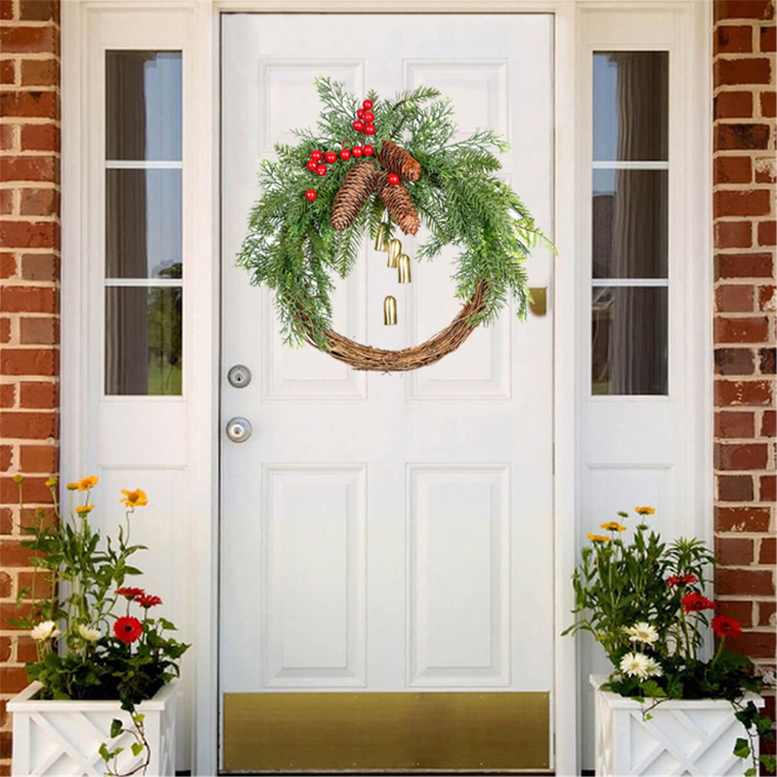 Ghirlanda di Natale per la Porta d'ingresso Ghirlande Natalizie Decorazioni Ghirlande finte per Esterni Ghirlande Natalizie Decorazioni Invernali per la casa