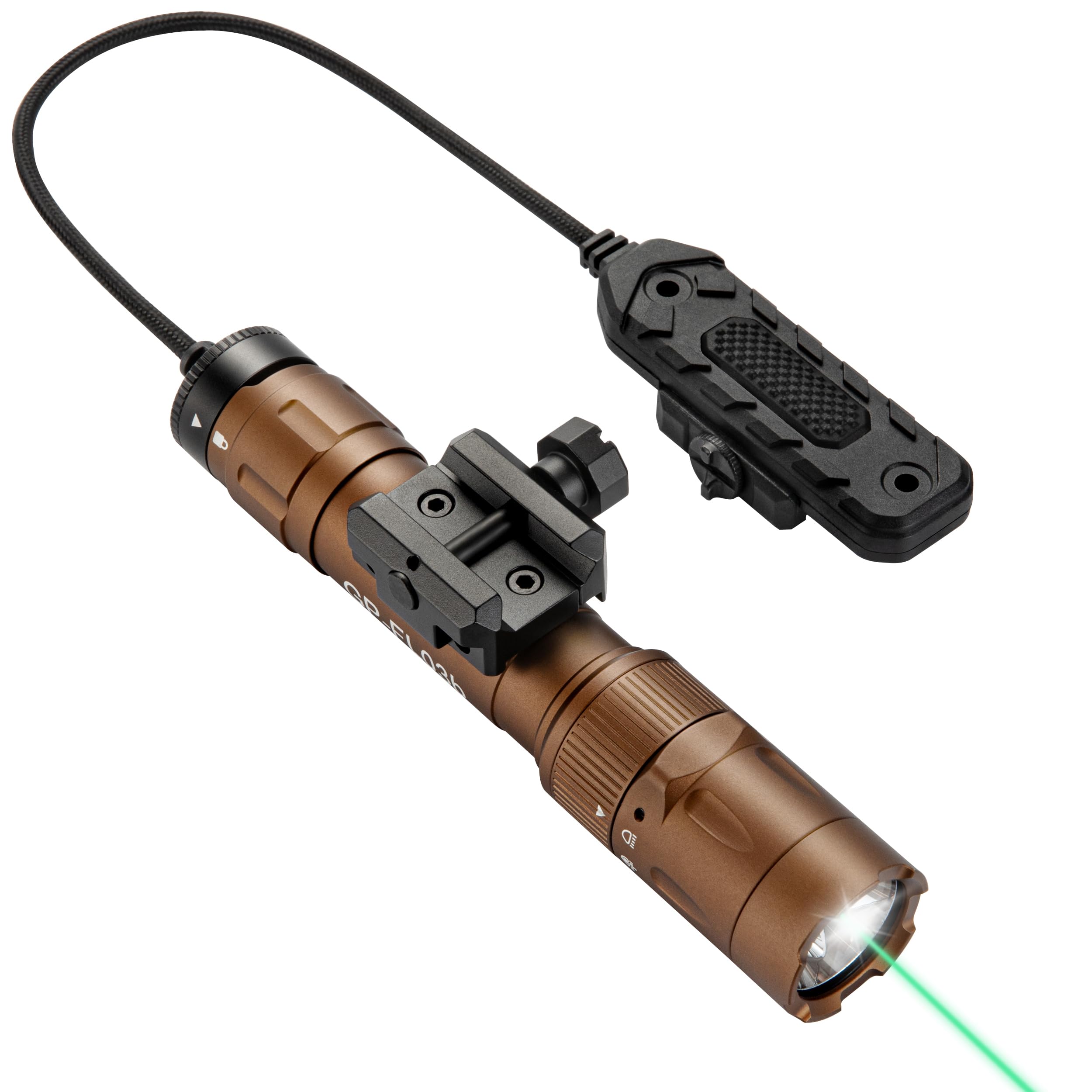 Photo 1 of 3000 Lumen Aluminum Tactical Flashlight with Laser Combo, Picatinny/MLOK Rifle Light, Magnetic Charging & Remote Switch | 2.5H Runtime, IPX7 Waterproof, 500m Beam for AR-15, Hunting, Home Defense