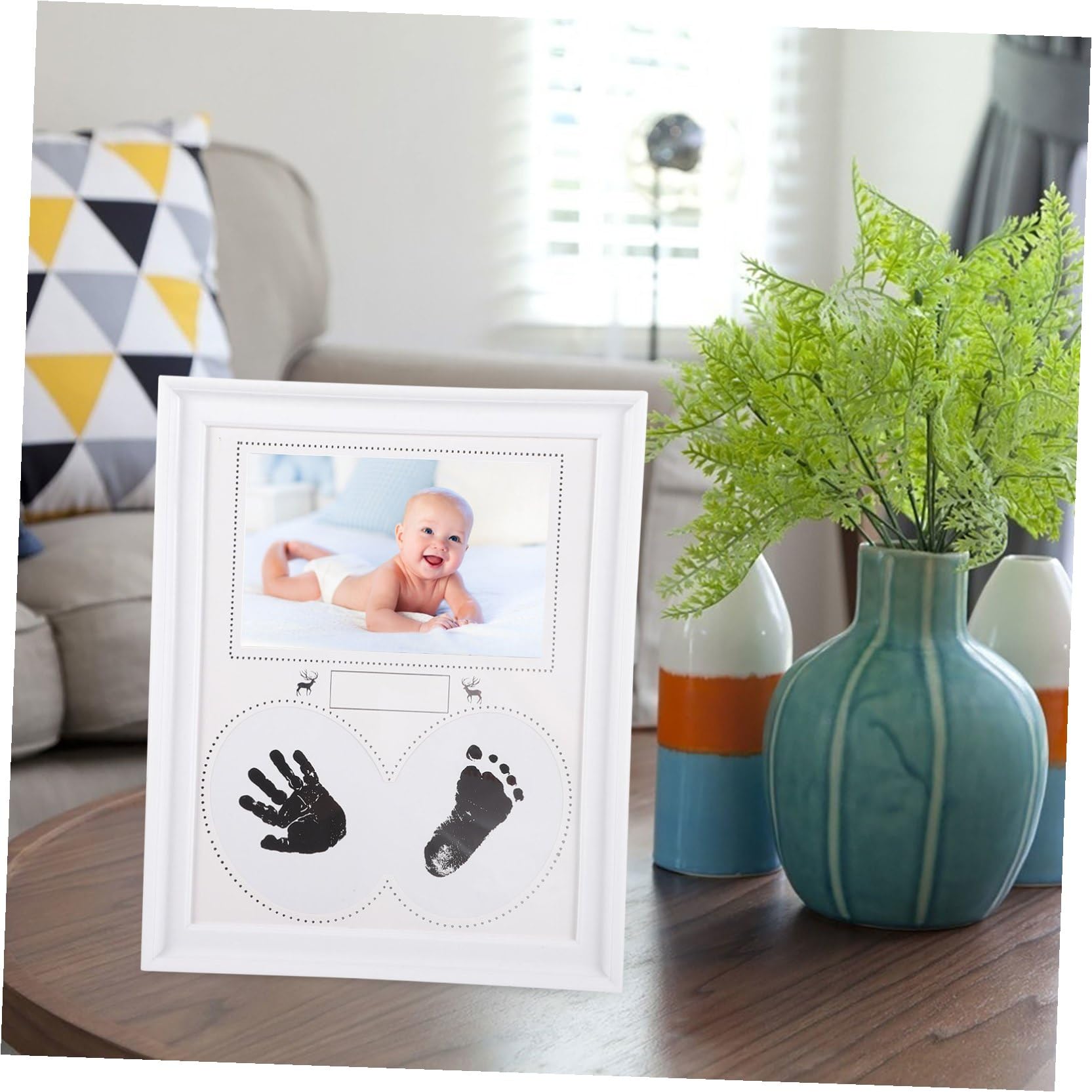 Cadre Photo Personnalisé Blanc Cadre Souvenir Naissance pour Mains et Décoration Maison et Naissance