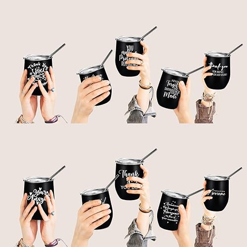 Miniatura 7 de Inbagi 10 piezas de regalos de agradecimiento de Navidad para empleados, vaso aislado de acero inoxidable de 12 onzas con tapas, regalos