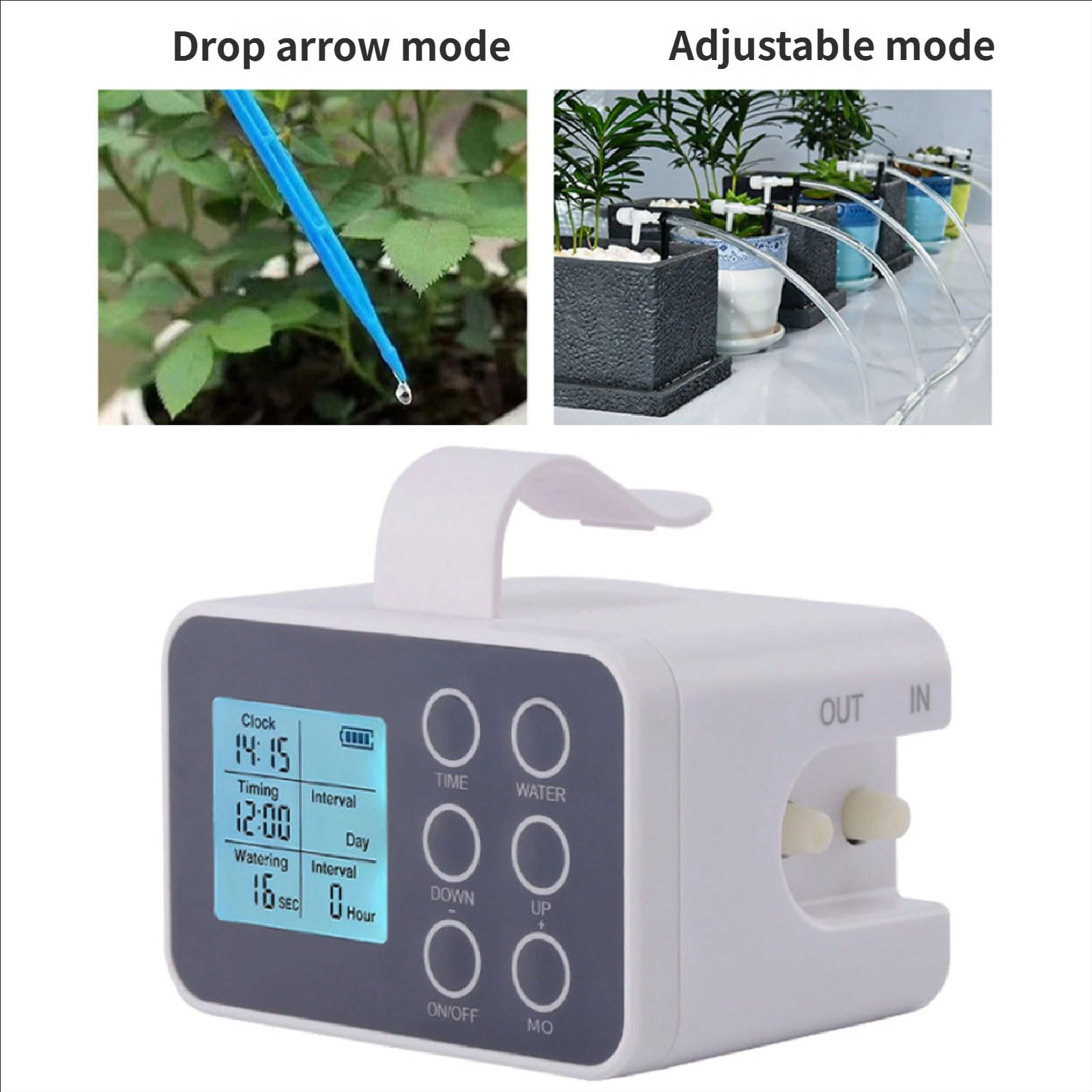 Dispositivo di irrigazione automatica delle piante con timer e irrigazione a goccia regolabile per interni ed esterni fino a 20 vasi