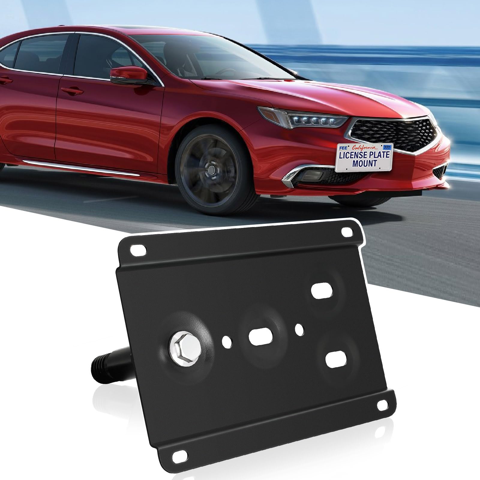 Front License Plate Bracket Compatible with Acura 2015-up TLX No Drill Tow Hook License Plate Holder, Car Tag Frame, Bumper Relocator Adapter Kit