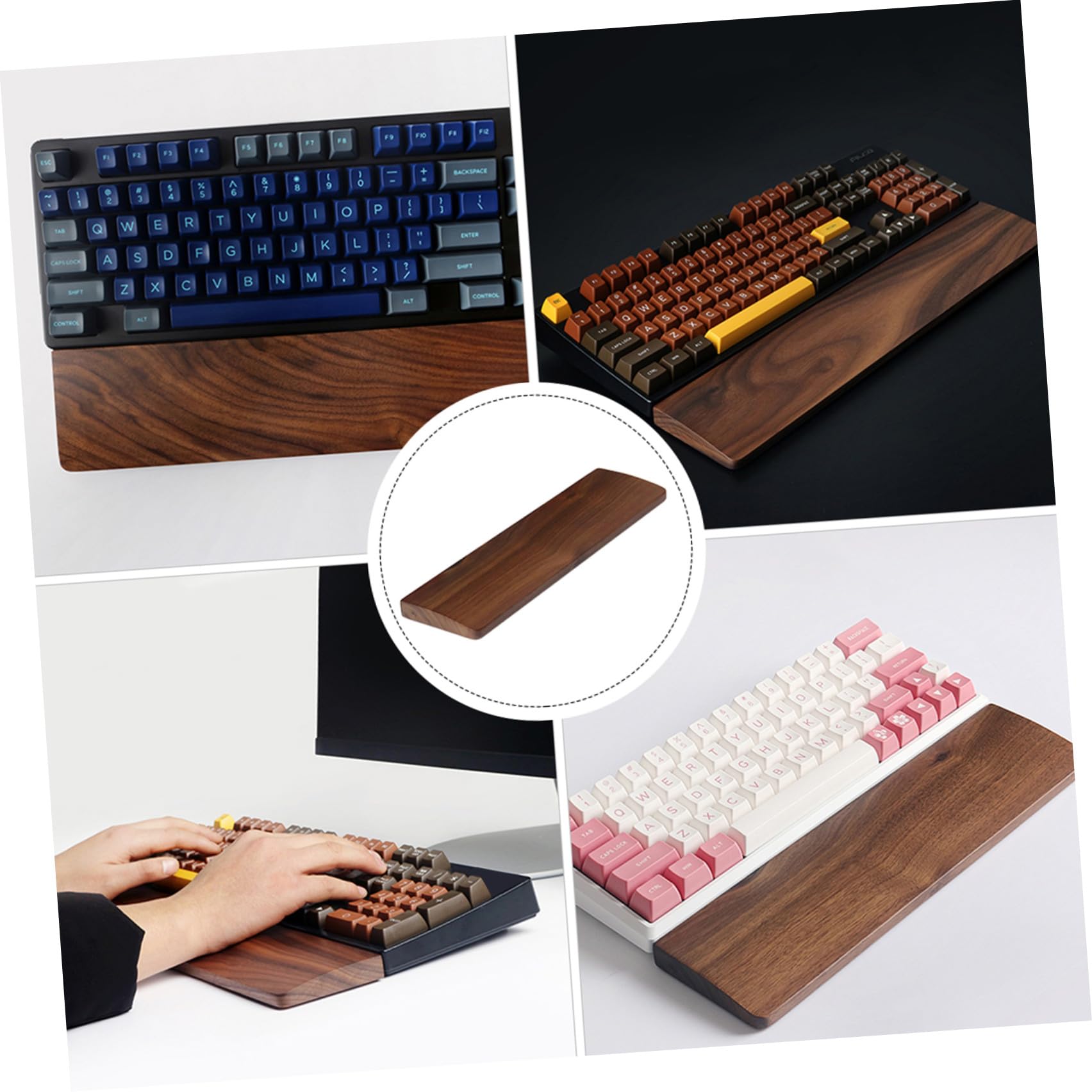 Ergonomische Handgelenkauflage für Tastatur aus Walnussholz 440mm