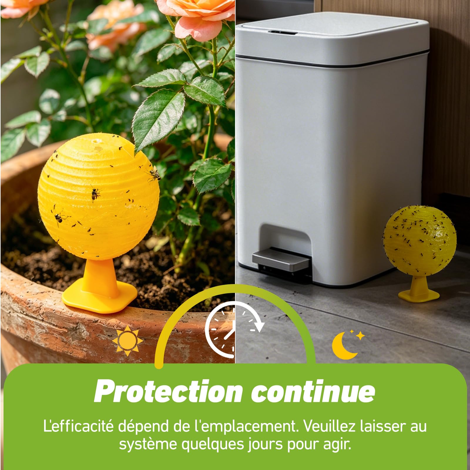 Boule Anti Moucherons Cuisine Lot de 6, Piège Mouches Fruits sans Produits Chimiques, Boules Jaunes Réutilisables pour Fruits, Évier, Plantes, Poubelle et Maison