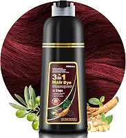 Mihkiom Xampu de tintura de cabelo vermelho vinho escuro 3 em 1 para mulheres e homens, xampu de cor de cabelo refrescante apenas 20 minutos - planta natural - Champu Para Pintar el Pelo