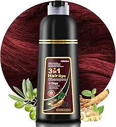 Xampu de tintura de cabelo vermelho vinho escuro 3 em 1 para mulheres e homens, xampu de cor de cabelo refrescante apenas 20 minutos - planta natural - Champu Para Pintar el Pelo
