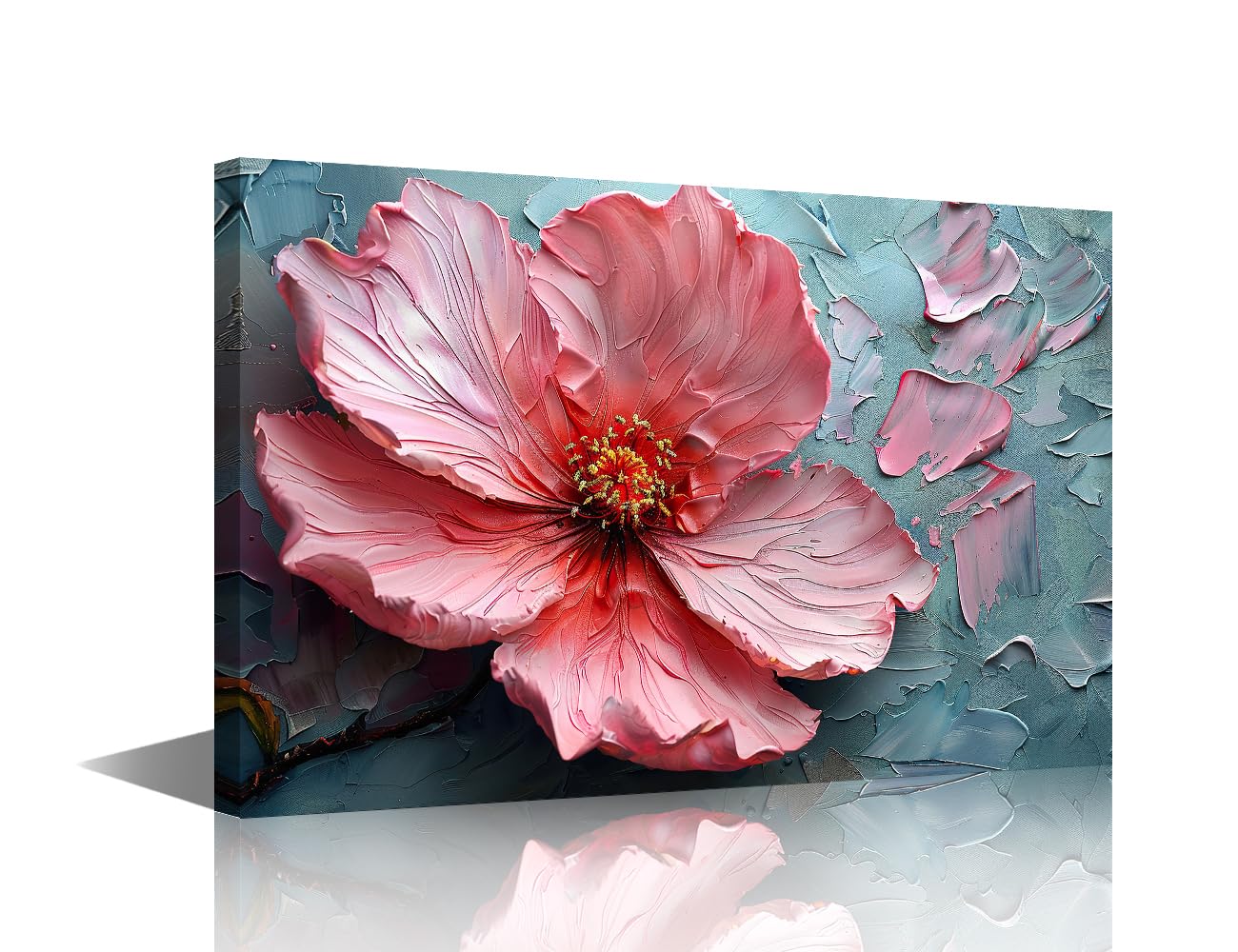 1 Panel Modern Wall Art Vibrant Pink Flower Picture Prints on Canvas Wall Paintings for Bedroom Living Room Decoration, Wooden Framed Gallery-Wrapped Ready to Hang, 18" Wx12 H