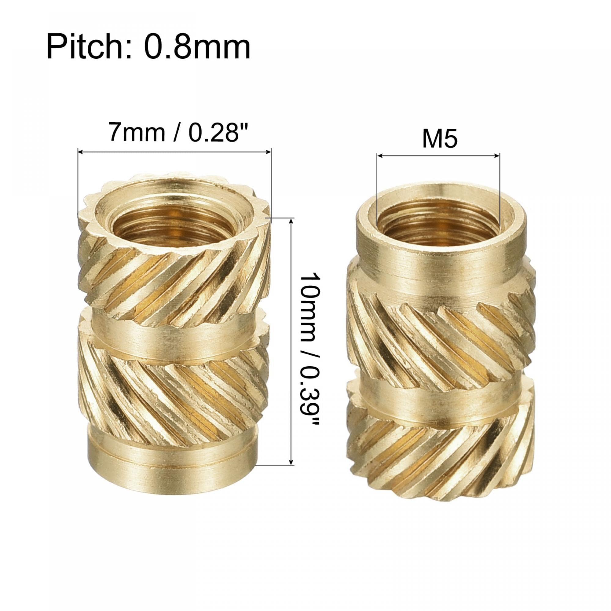 TOP-VIGOR 30Pcs M5 Threaded Knurled Insert Nuts, M5 x 10mm x 7mm OD 3D Printing Brass Nuts - Image 2