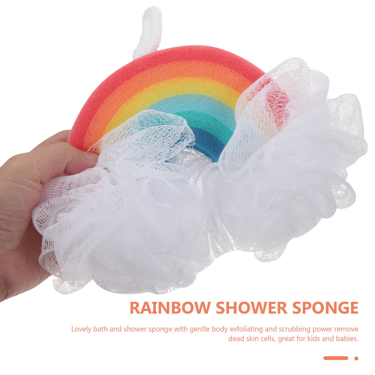 Anneome Esponja de Baño Infantil Arcoíris, 2 Piezas, y Exfoliante, para Niños y Bebés, Adecuado para Ducha y Limpieza Corporal