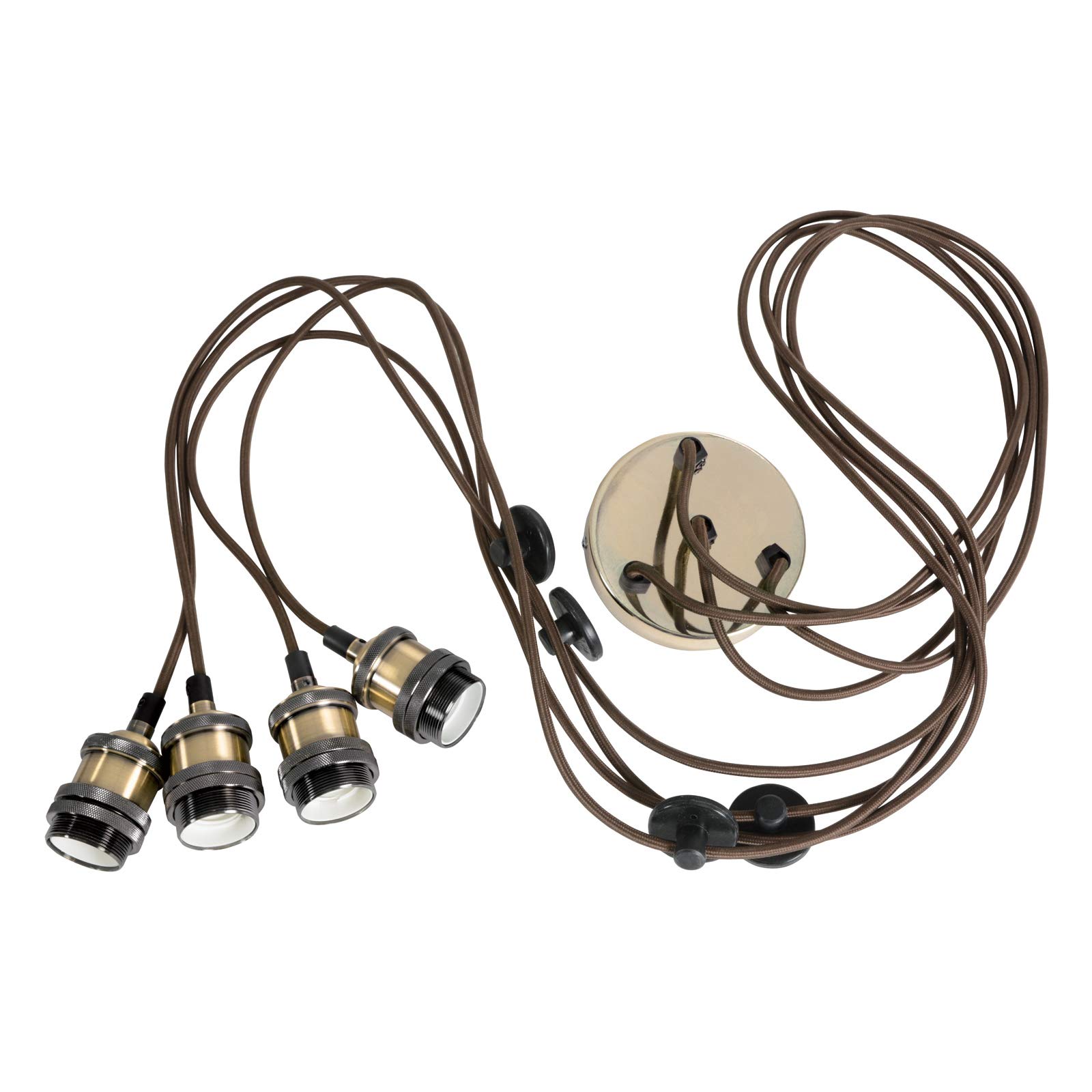 cuádruplo E27 Antique Brass rosa Vintage Lighting Pendant Con 1,8 m Cables [1.8 metros/Quad E27]