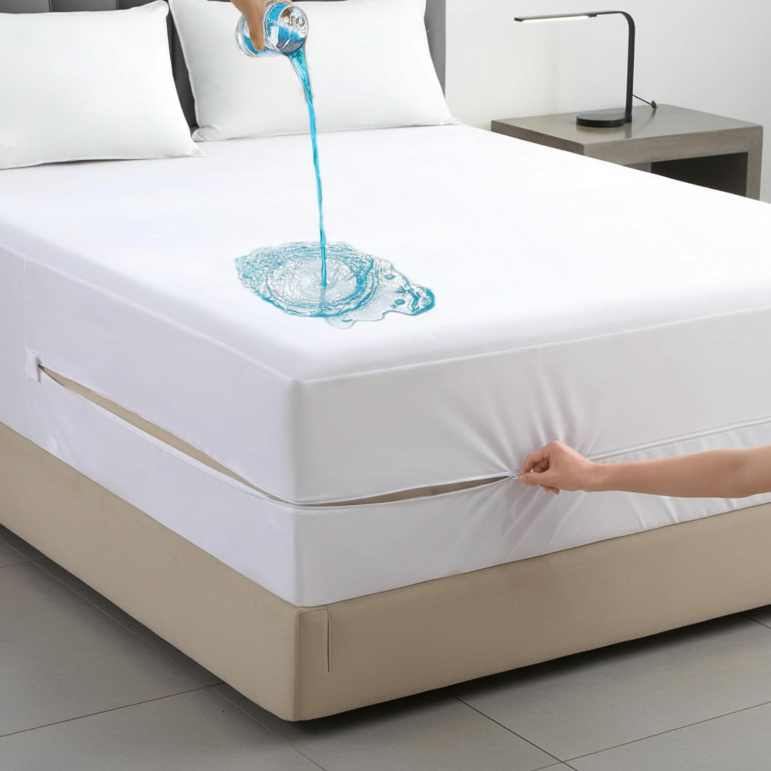 Plush Palace White Waterproof Mattress Protector Single Bed – Anti-Allergy & Dust Proof, 30Cm Bed Bug Mattress Protector ( - 90X190cm)