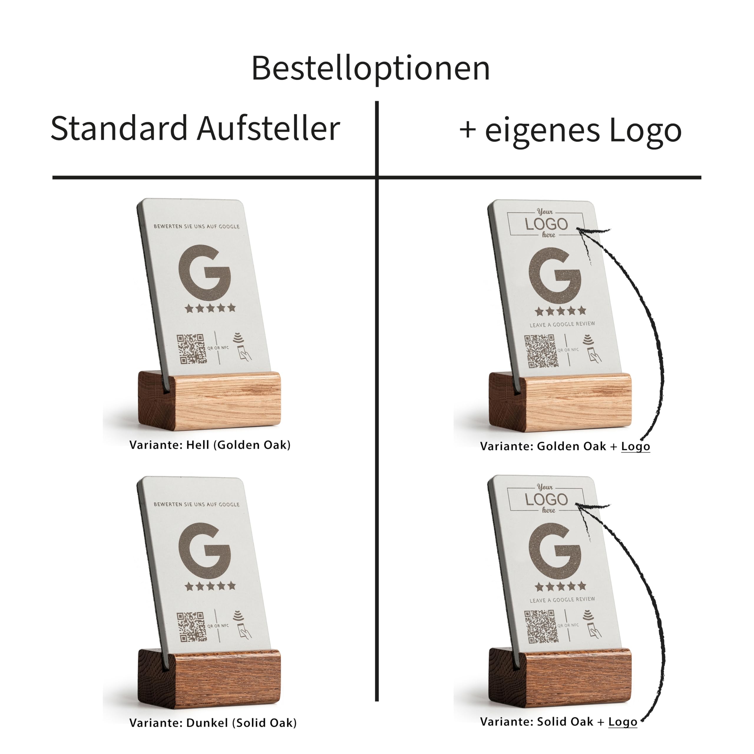 Google Bewertungsaufsteller mit NFC & QR-Code – Bewertungsschild für Unternehmen, Restaurant