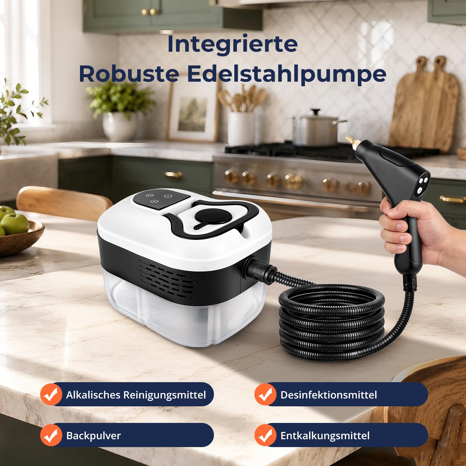Nettoyeur vapeur, 4,5 bar, nettoyeur vapeur à 6 niveaux, temps de chauffe de 15 secondes, réservoir d'eau de 1,2 l, vapeur portable pour voiture, carrelage, maison, cuisine, fenêtres, sol