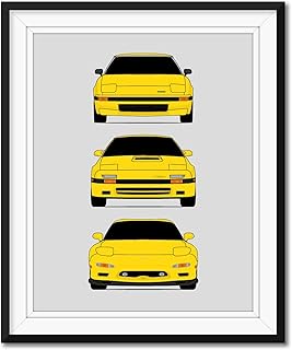 Mazda RX-7 Generations Inspired Poster Print Wall Art Handmade Decor of the History and Evolution of the Mazda RX7 (FB, FC, FD) (Unframed)