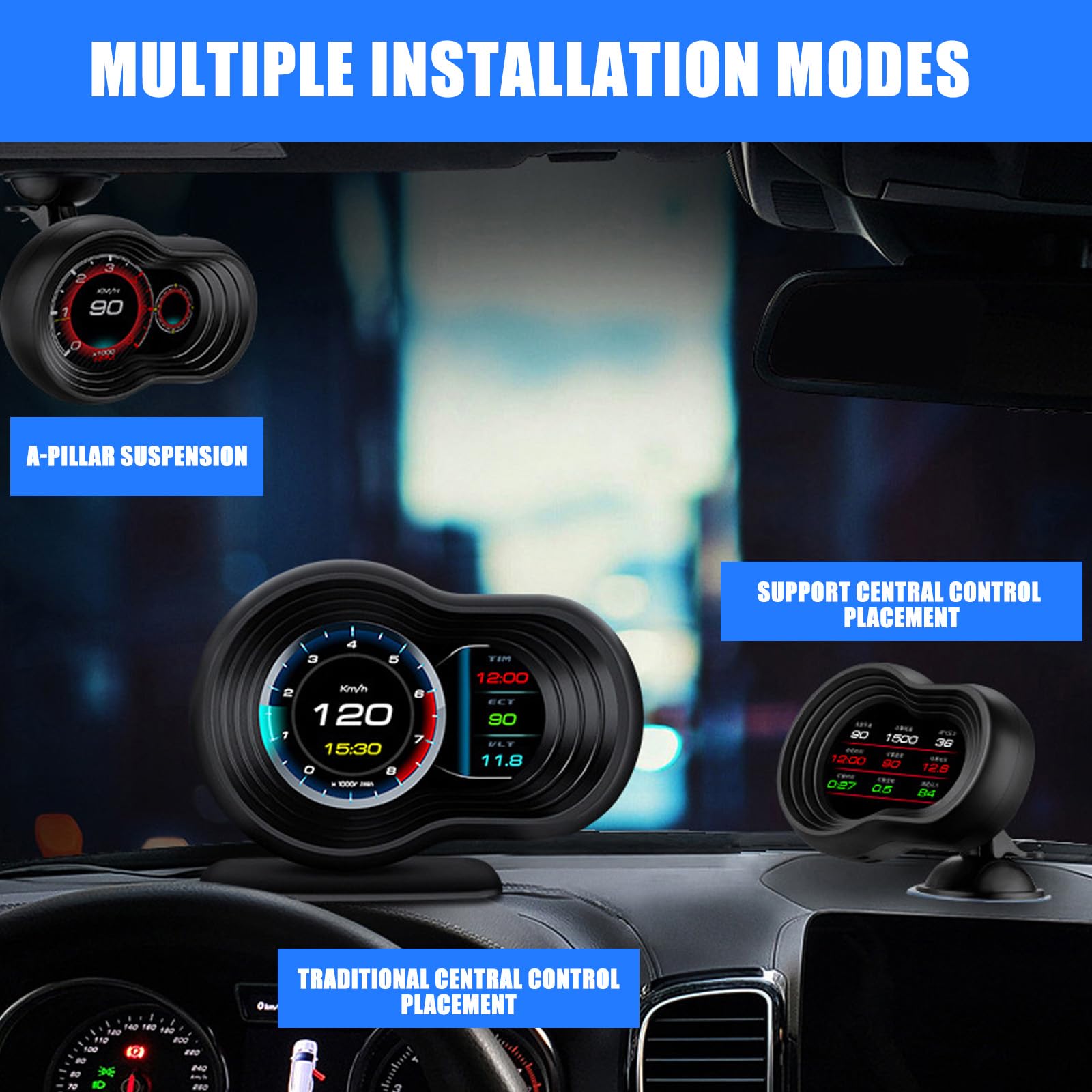 Los sistemas avanzados de pantalla LCD HUD muestran información de conducción, instalación rápida, dispositivo LCD HUD para viajeros diarios