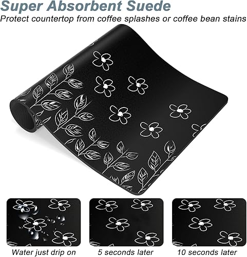 Miniatura 54 de Rnivvi Tapete de café, tapete de café de 12 x 19 pulgadas para estación de máquina de espresso, accesorios y organizador, almohadilla absorbente