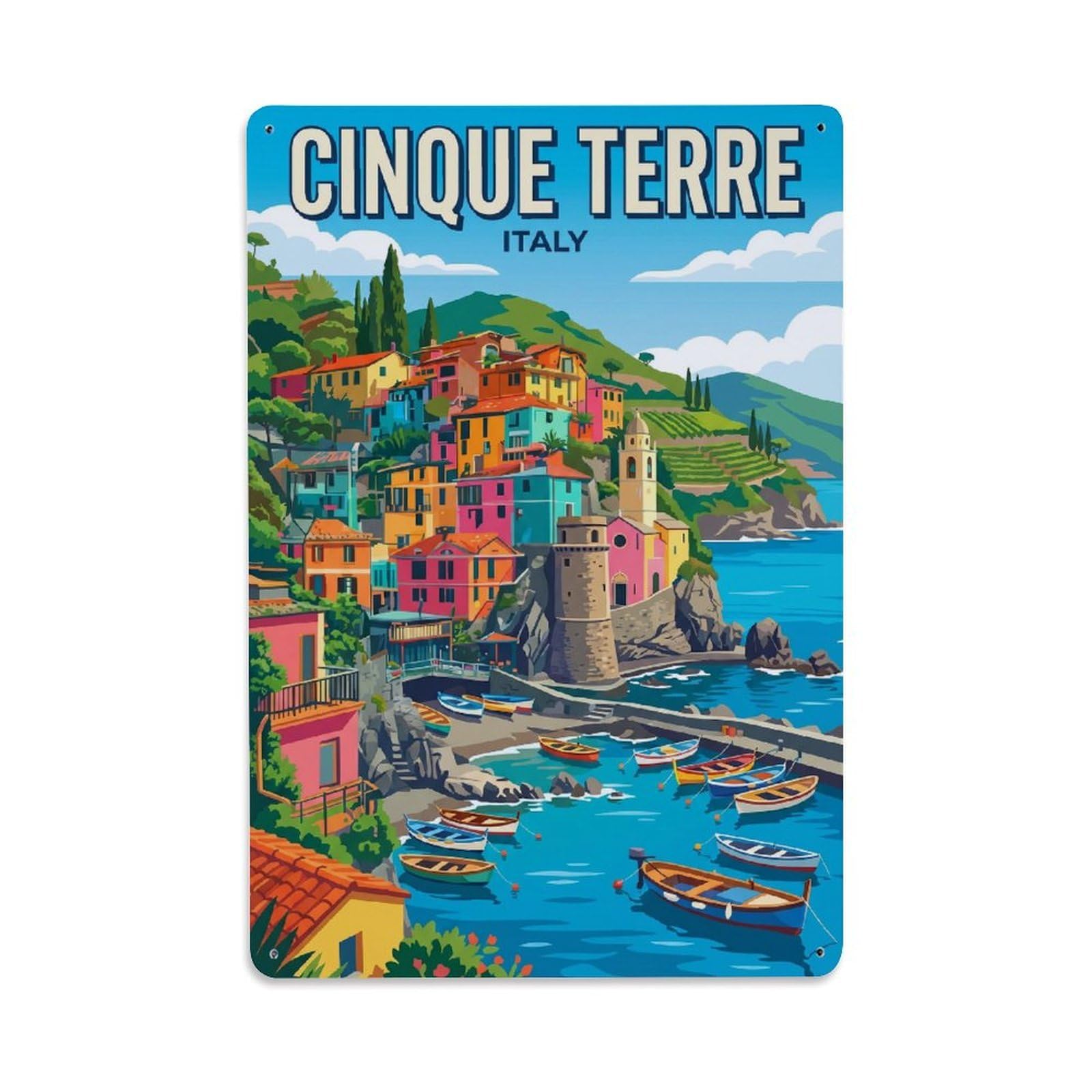 Huiyhb 8X12inch(20X30cm) Vintage Travel Cinque Terre Italy Journey Metal Tin Sign