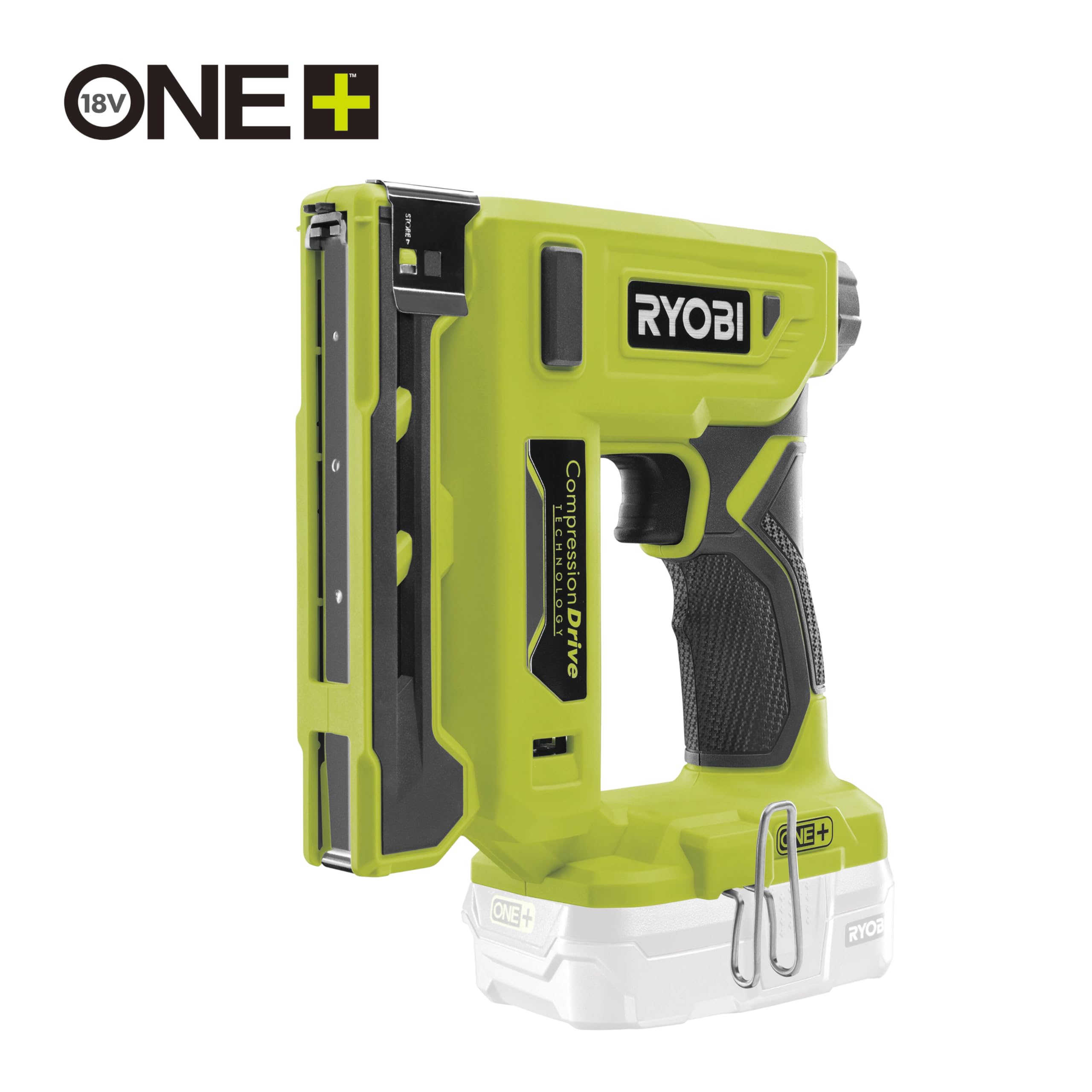 RYOBI - Agrafeuse Sans Fil 18V ONE+ R18ST50-0 – Jusqu’à 90 Agrafes par Charge, Réglage de Puissance, Idéale Tissus, Bois Fin – Batterie Non Incluse